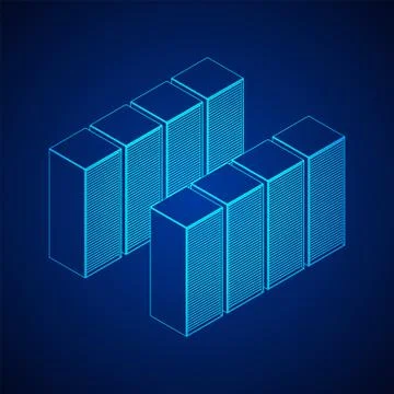 Data center. Hardware equipment telecommunication server. Illustrazione stock