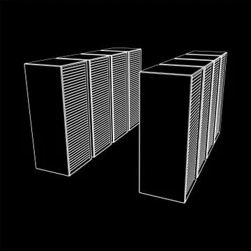Data center. Hardware equipment telecommunication server. Illustrazione stock