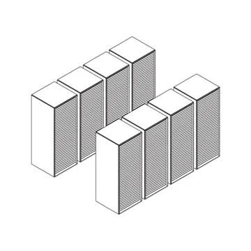 Data center. Hardware equipment telecommunication server. Stock Illustration