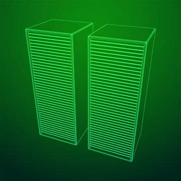 Data center. Hardware equipment telecommunication server. Illustrazione stock