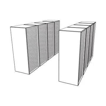 Data center. Hardware equipment telecommunication server. Illustrazione stock
