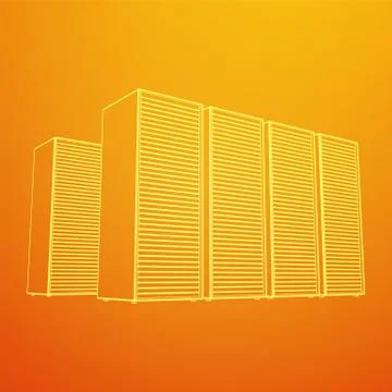 Data center. Hardware equipment telecommunication server. Illustrazione stock