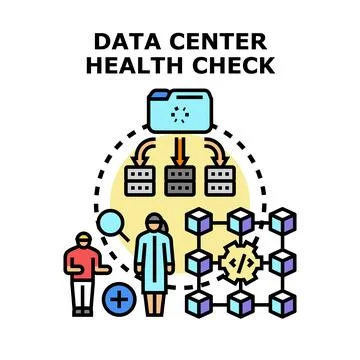 Data center health check security infrastructure maintenance Illustrazione stock