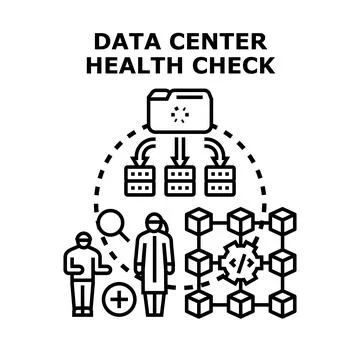Data center health check security infrastructure maintenance Stock Illustration