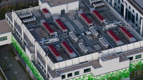 Data center, HVAC installation, cooling installation. COmputing center Stockfoto's