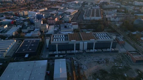 Data center, hyperscaler computer cloud services. Best aerial view flight drone Stock Footage 321819921