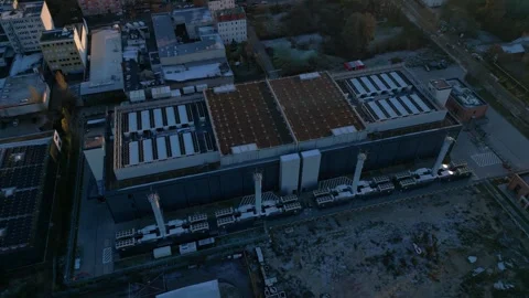 Data center, hyperscaler computer cloud services. Great aerial view flight drone Stock Footage 321819947