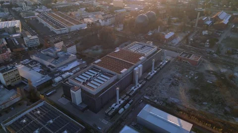 Data center, hyperscaler computer cloud services. Amazing aerial view drone Stock Footage 321819985
