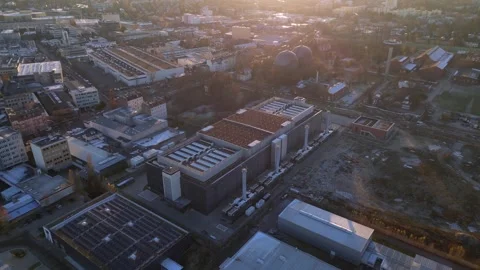 Data center, hyperscaler computer cloud services. Perfect aerial view drone Stock Footage 321820634