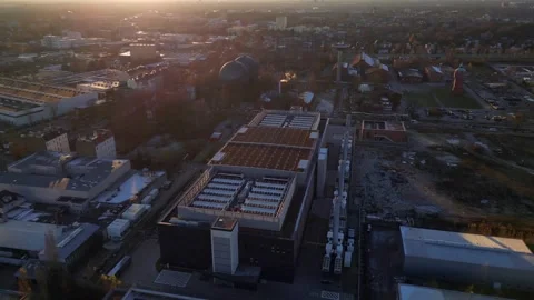 Data center, hyperscaler computer cloud services. Fantastic aerial view drone Stock Footage 321821525