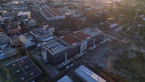 Data center, hyperscaler computer cloud services Smooth aerial view flight drone Stock Footage 321821563