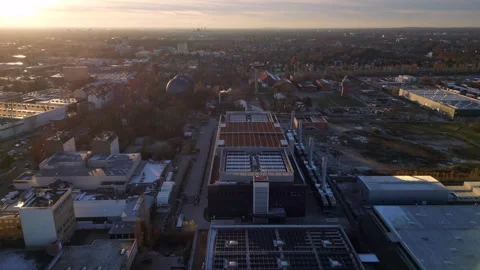 Data center, hyperscaler computer cloud services. Marvelous aerial view flight Stock Footage 322154712
