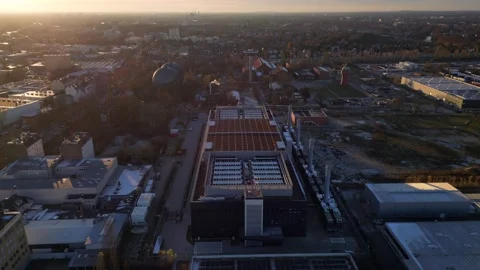 Data center, hyperscaler computer cloud services. Wonderful aerial view flight Stock Footage 322154725
