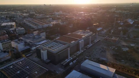 Data center, hyperscaler computer cloud services. Majestic aerial view flight Stock Footage 322154812