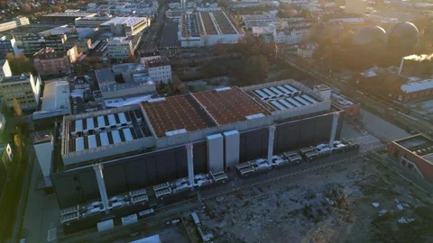 Data center, hyperscaler computer cloud services. Gorgeous aerial view flight Stock Footage 322154858