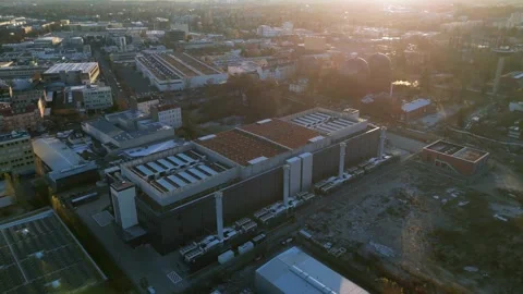 Data center, hyperscaler computer cloud services. Stunning aerial view flight Stock Footage 322155826