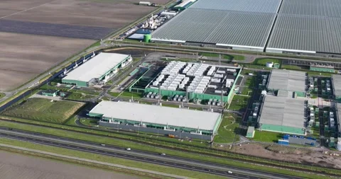 Data center, hyperscales, representing, cloud, digitalization, aerial drone Stock Footage 303517529