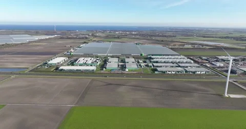 Data center, hyperscales, representing, cloud, digitalization, aerial drone Stockbeeldmateriaal 303744251
