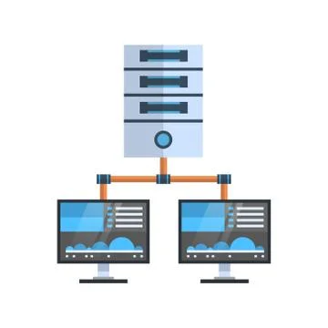 Data Center Icon Cloud Computer Connection Hosting Server Database Synchronize Stock Illustration