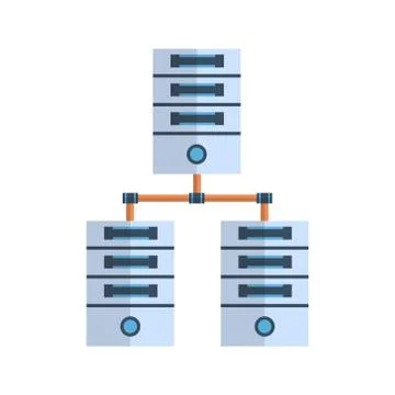 Data Center Icon Cloud Computer Connection Hosting Server Database Synchronize Illustrazione stock