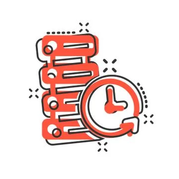 Data center icon in comic style. Clock vector cartoon illustration on white i 스톡 일러스트
