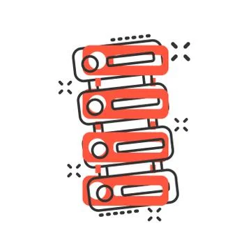 Data center icon in comic style. Server vector cartoon illustration on white  Stock Illustration