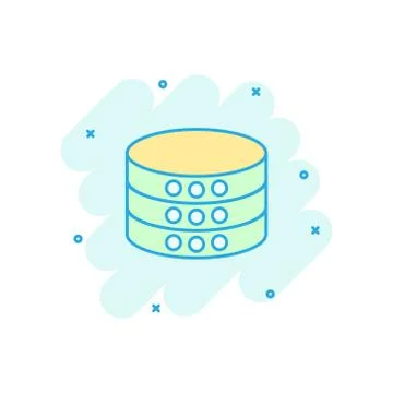 Data center icon in comic style. Server vector cartoon illustration on white  イラスト素材