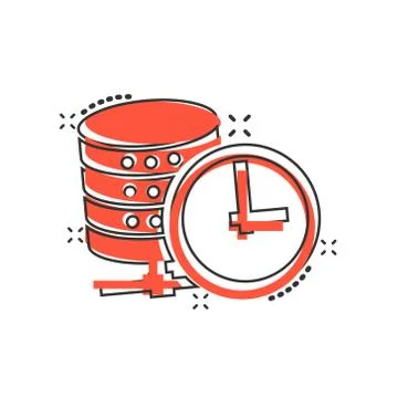 Data center icon in comic style. Clock vector cartoon illustration on white i Stockillustratie