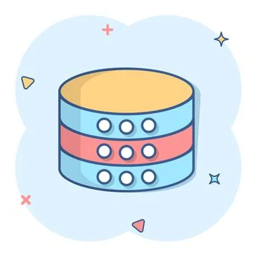 Data center icon in comic style. Server vector cartoon illustration on white  Stock Illustration