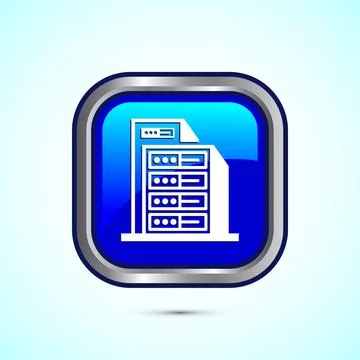 Data center icon design illustration. Computer server vector icon, Blue col.. Stock Illustration