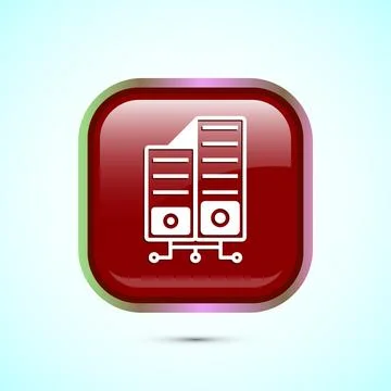Data center icon design illustration. Computer server vector icon, Red colo.. Illustrazione stock