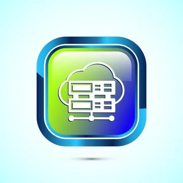 Data center icon design illustration. Computer server vector icon, Glossy s.. Illustrazione stock