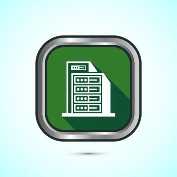 Data center icon design illustration. Computer server vector icon, Green sh.. Illustrazione stock