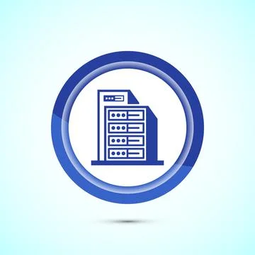 Data center icon design illustration. Computer server vector icon, Blue col.. Stock Illustration