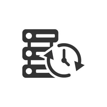 Data center icon in flat style. Clock vector illustration on white isolated b Stock Illustration