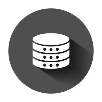 Data center icon in flat style. Server vector illustration on black round bac イラスト素材