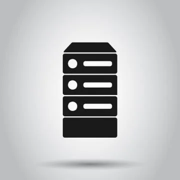 Data center icon in flat style. Server vector illustration on isolated backgr Stock Illustration