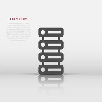 Data center icon in flat style. Server vector illustration on white isolate.. Stock Illustration