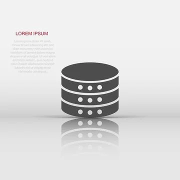 Data center icon in flat style. Server vector illustration on white isolate.. Stock Illustration