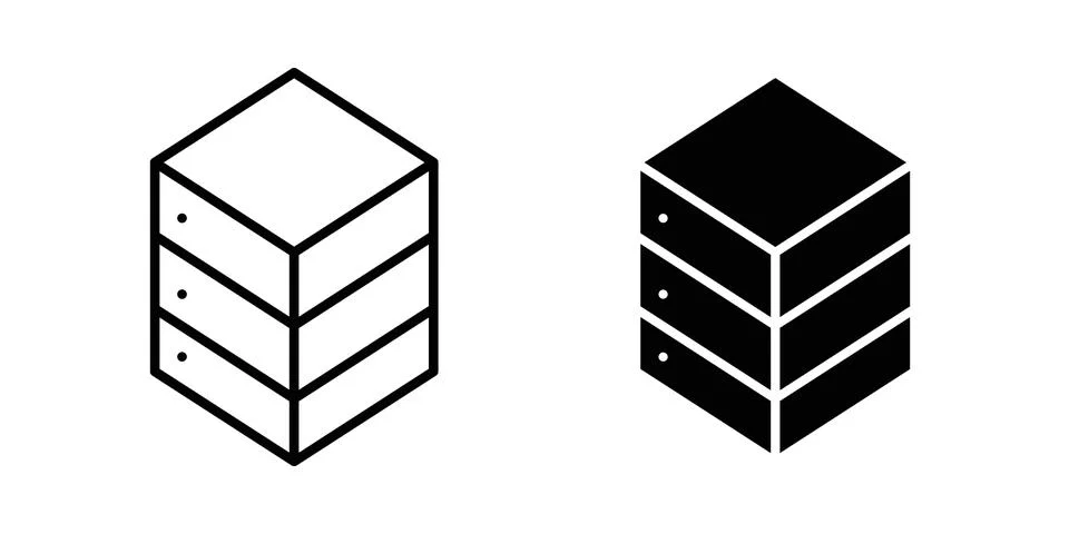 Data center icon linear versions pack on white background Stock Illustration