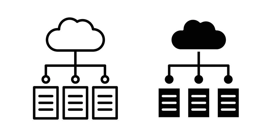 Data center icon linear versions pack on white background Stock Illustration