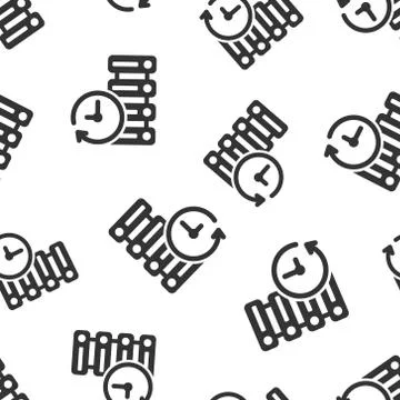 Data center icon seamless pattern background. Clock vector illustration on wh Stock Illustration