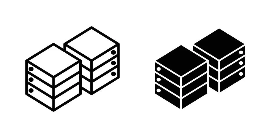 Data center icon set modern line and solid style collection. Stock Illustration