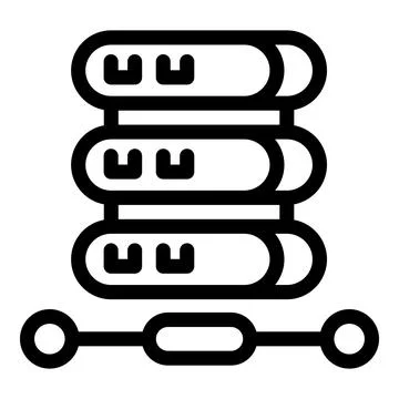 Data center icon showing server rack and network connection Stock Illustration