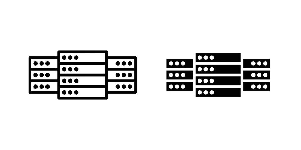 Data center icon vector concepts, line and silhouette style Stock Illustration