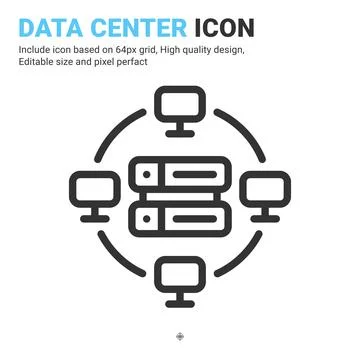 Data center icon vector with outline style isolated on white background イラスト素材
