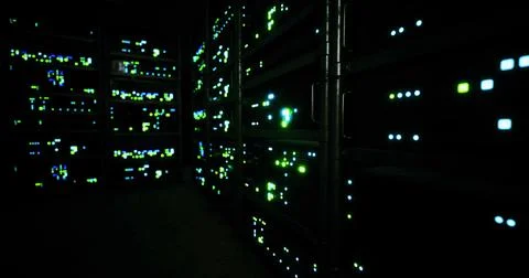Data center illuminated with bright lights showcasing server technology Stock Illustration