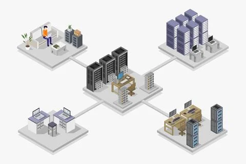 Data center illustrated on background 스톡 일러스트