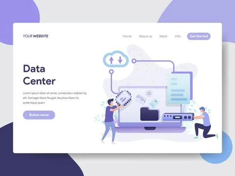 Data Center Illustration For Website Page Illustrazione stock