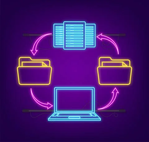 Data center information in cartoon style. Isometric vector. Database system Stock Illustration